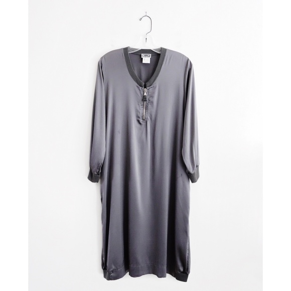 Kristensen du Nord Grey Satin Silk Cocoon Dress L - Picture 1 of 6